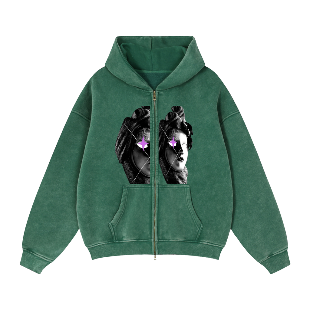 Zip-Through Boxy Fleece Hoodie