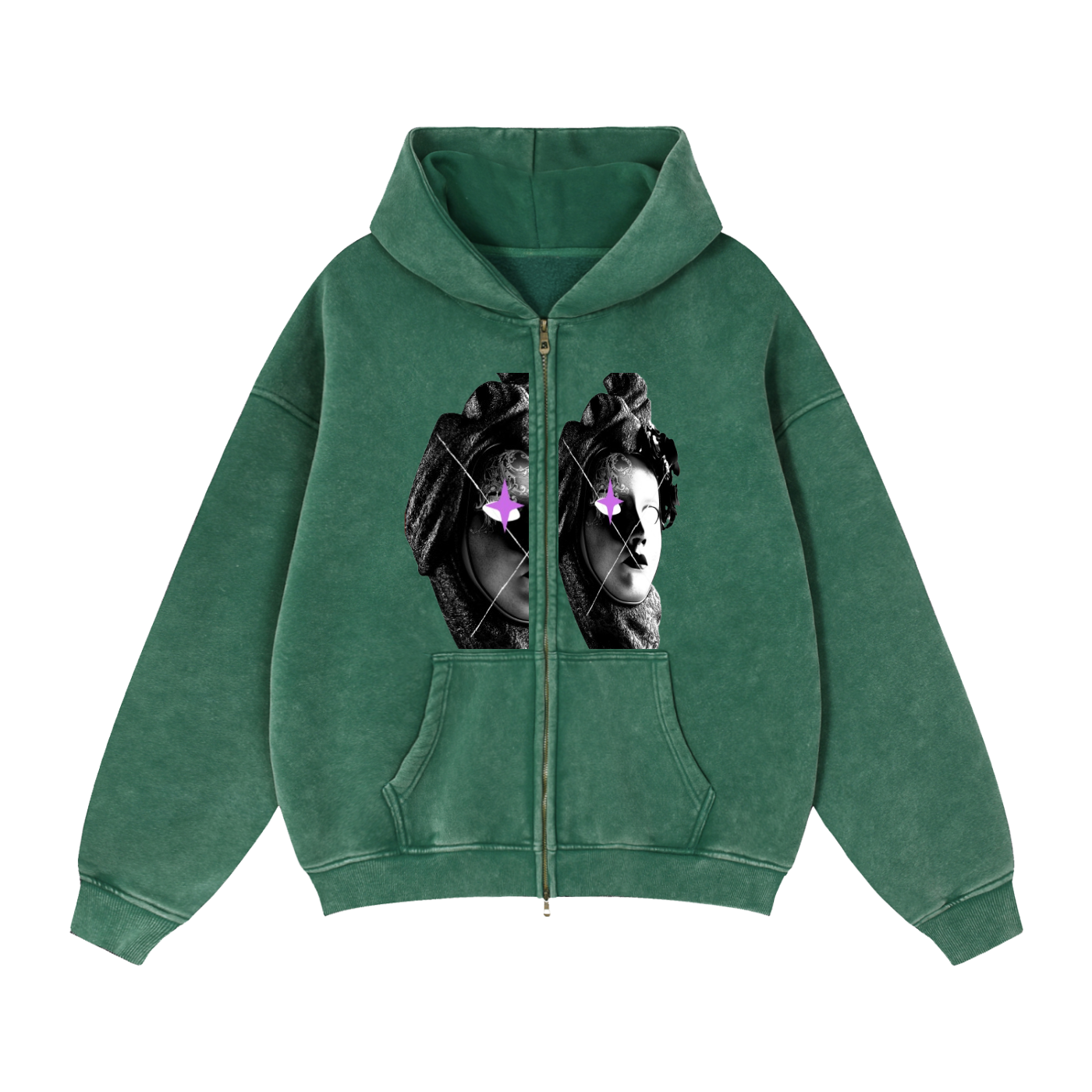 Zip-Through Boxy Fleece Hoodie